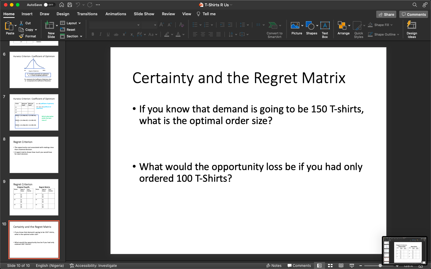 any probability estimate to the alternative levels of demand or sales.If any