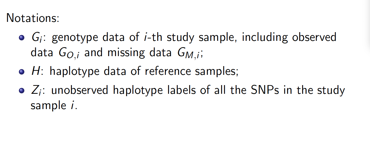 representing three haplotypes: h1 = 000011, h2 = 001011, h3 = 111010.