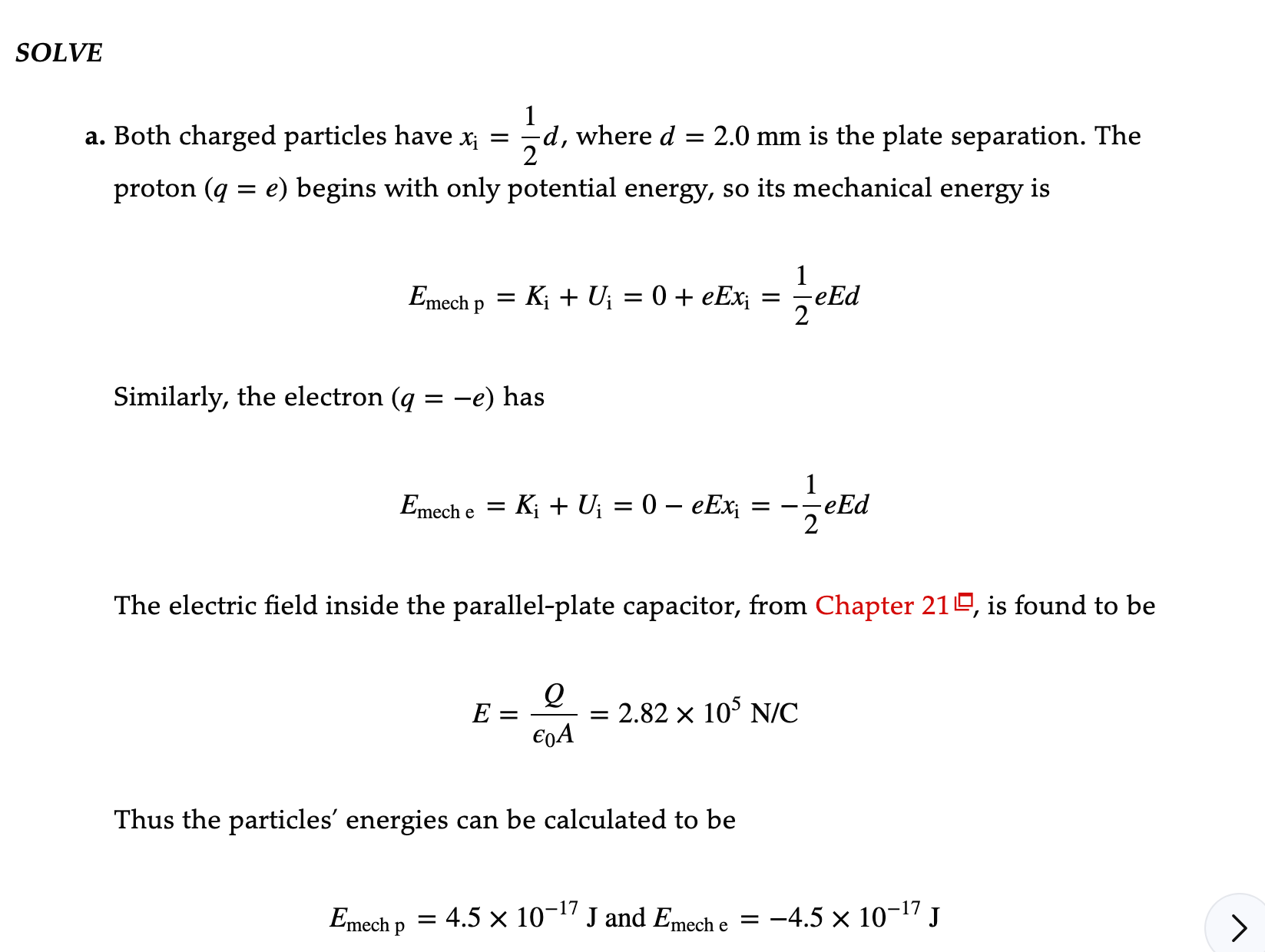 a 2.0 mm spacing is charged to 11.0 nC. First a proton