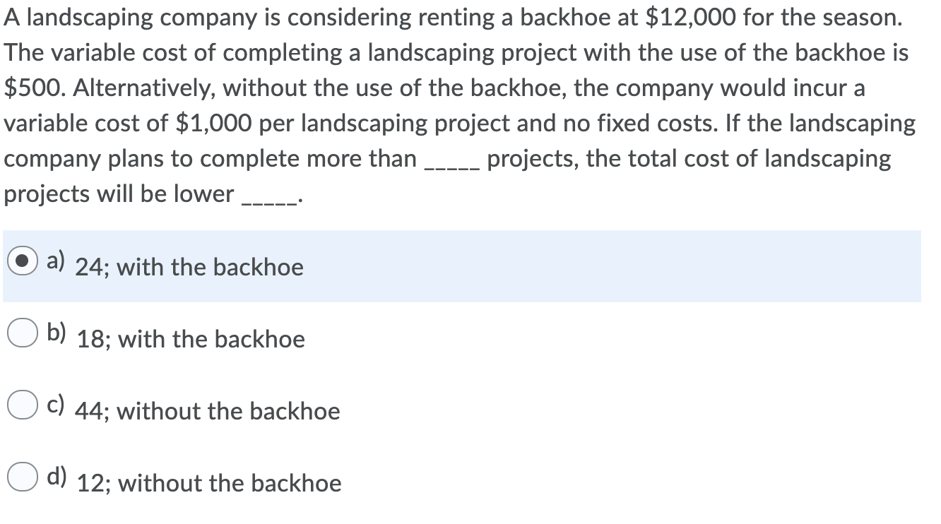 What are the steps to solve this problem? A landscaping company is