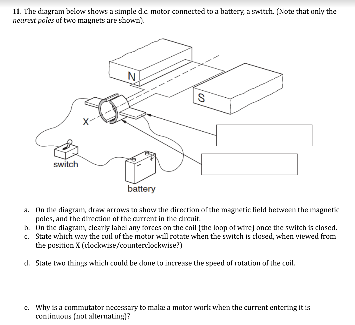 a battery, a switch. (Note that only the nearest poles of two