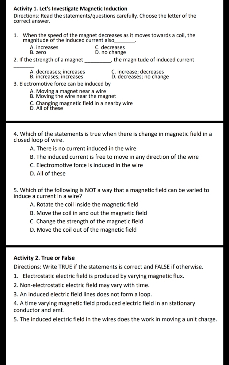 this is an activity in physics. please answer it. Godbless Activity 1.