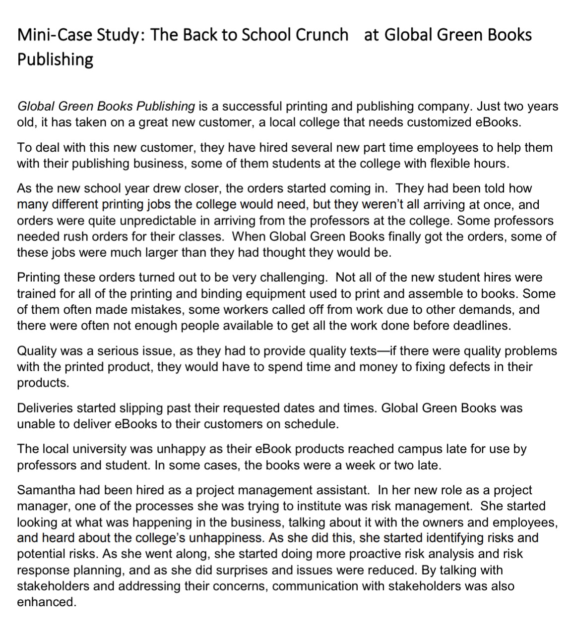 Your task is to write a paper analyzing the "Global Green Books