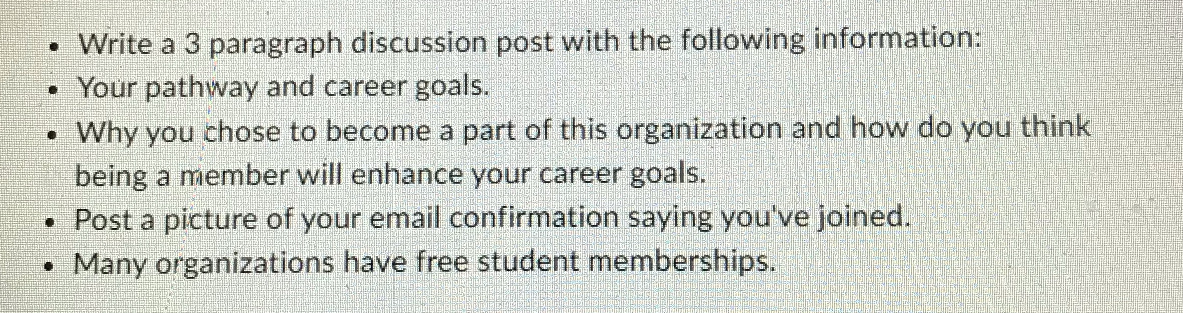  . Write a 3 paragraph discussion post with the following information: