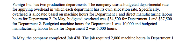 Need help finding the budgeted indirect cost allocation rate for each department