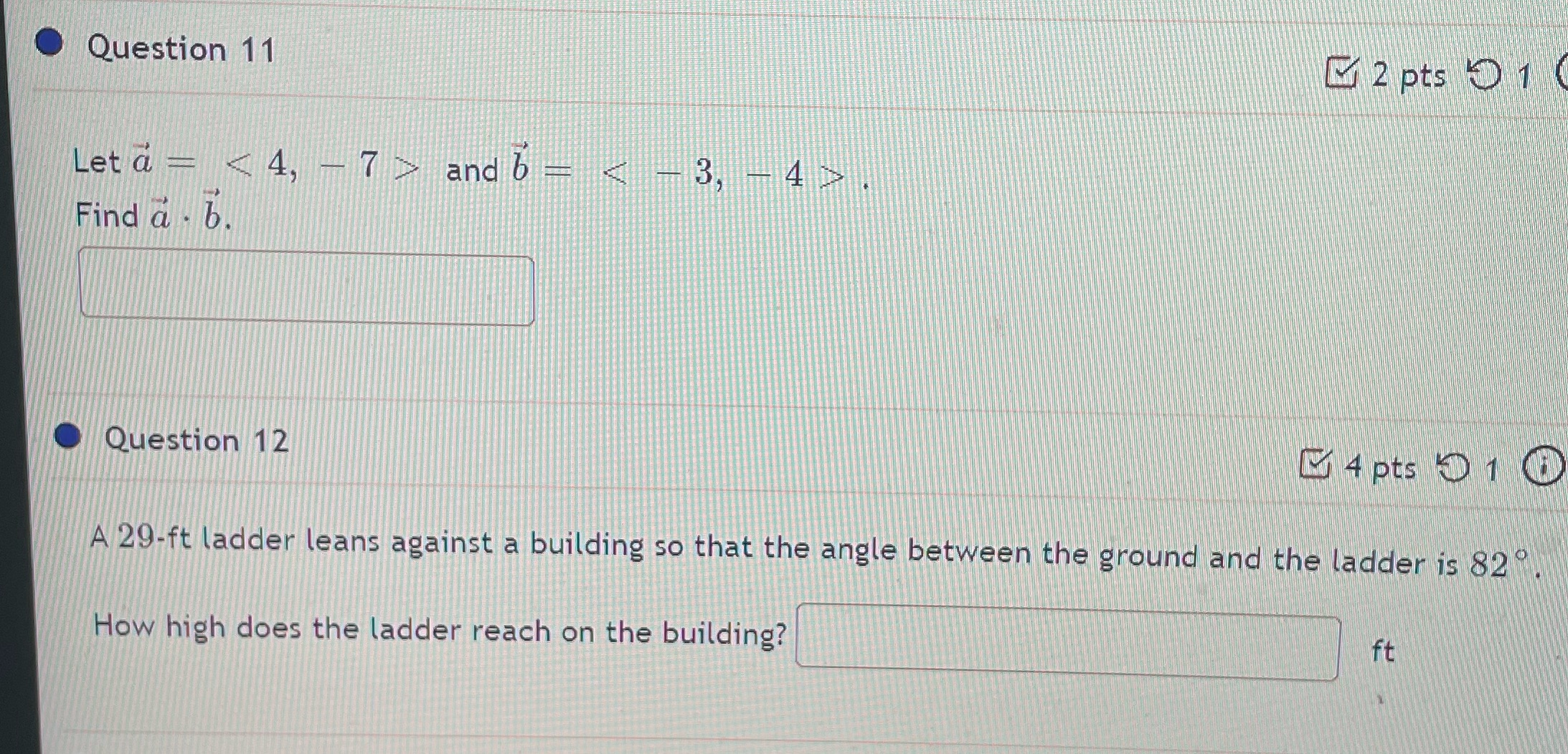 Hello, 12 and 13 please, see attached image below. Question 11 1