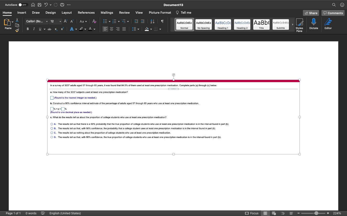  AutoSave . OFF AA ?. CG ... Document13 9 Home Insert