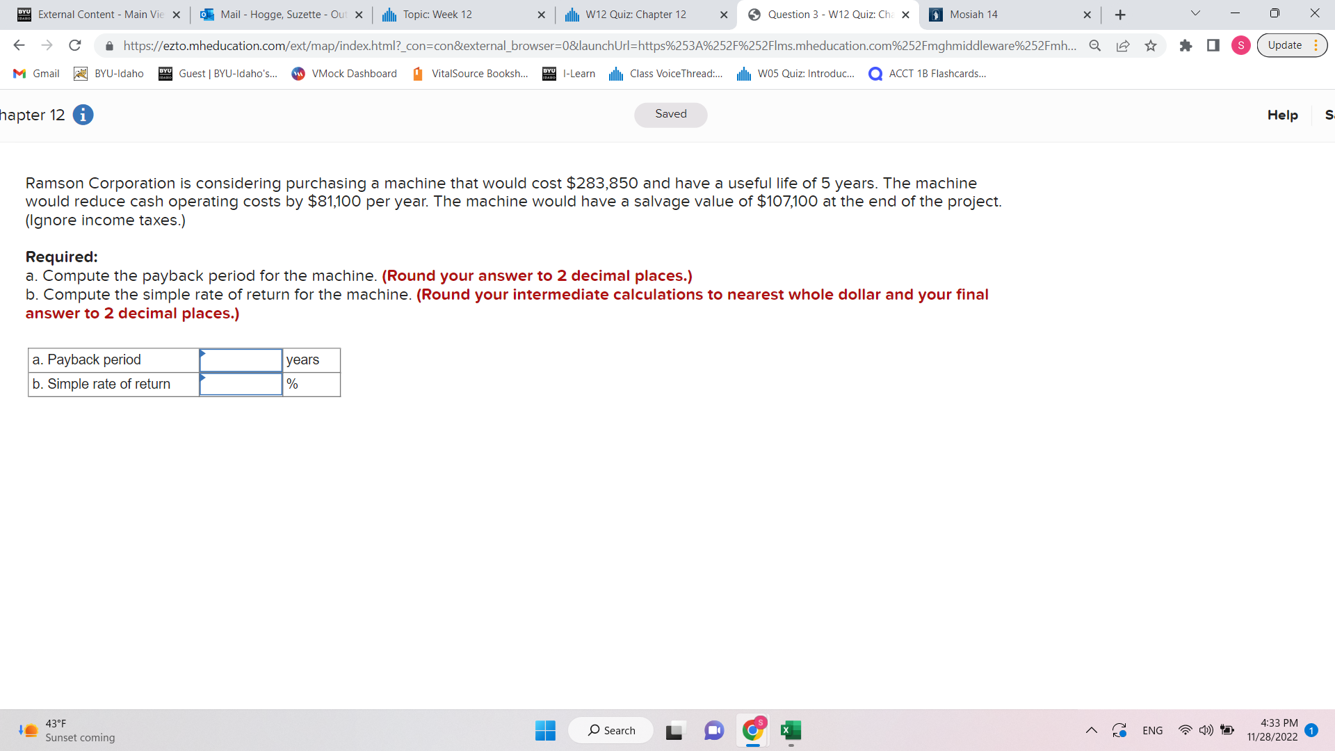 Chapter 12 X Question 3 - W12 Quiz: Cha X Mosiah 14