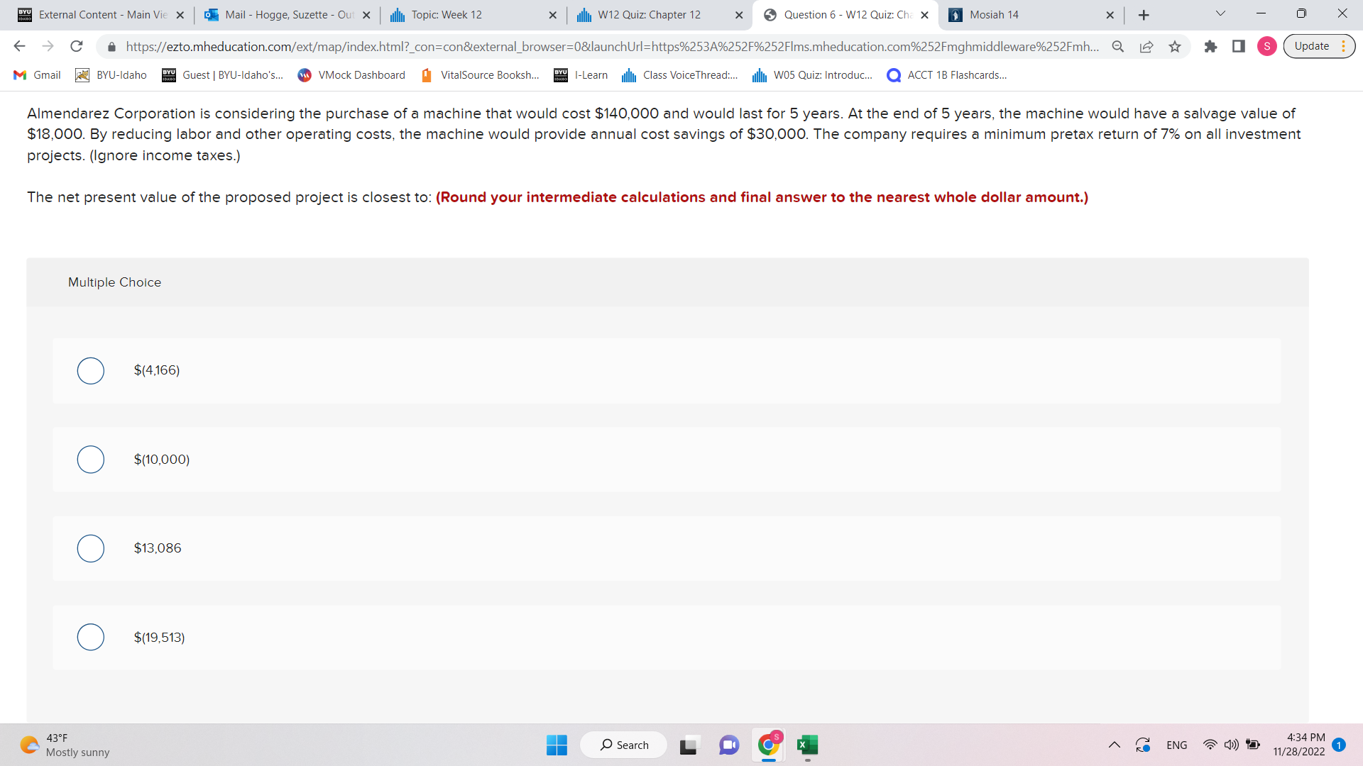 X + V X C A https://ezto.mheducation.com/ext/map/index.html?_con=con&external_browser=0&launchUrl=https%253A%252F%252FIms.mheducation.com%252Fmghmiddleware%252Fmh... @ Update M Gmail BYU-Idaho