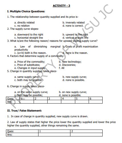  ACTIVITY - 4 Objective type questions: 1. The concept of elasticity