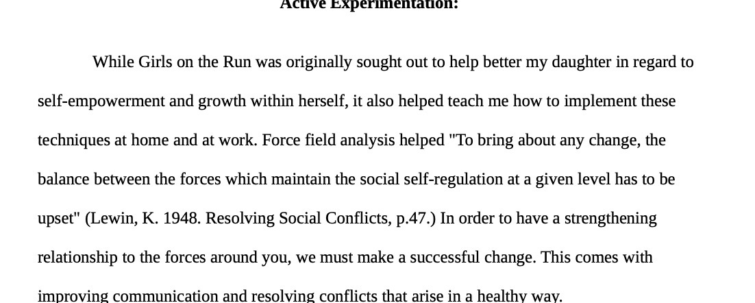  Active Experimentation: While Girls on the Run was originally sought out