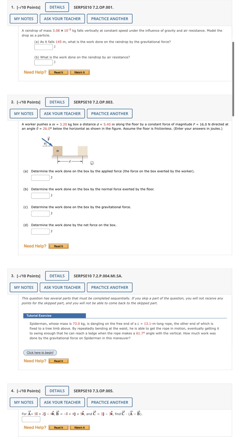  1. [-/10 Points] DETAILS SERPSE10 7.2.OP.001. MY NOTES ASK YOUR TEACHER