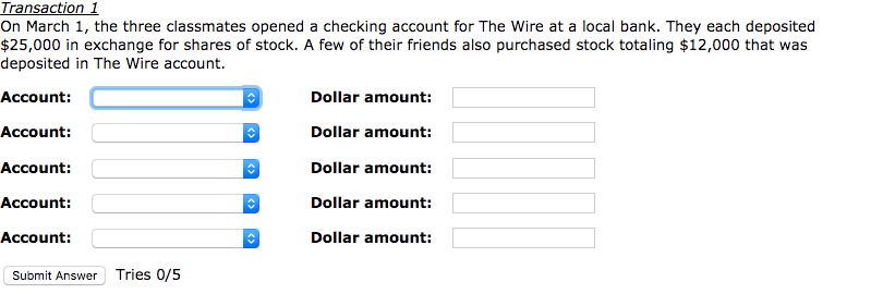 I need help finding the 5 account types with the following dollar
