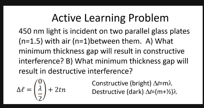 Active Learning Problem 450 nm light is incident on two parallel