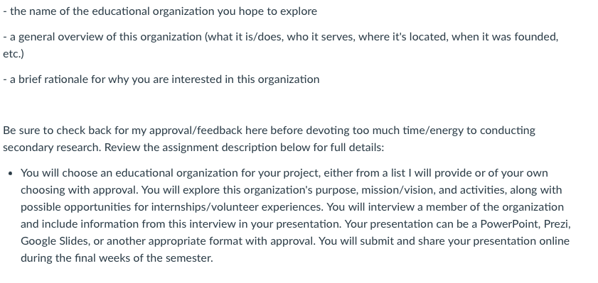 a list I will provide or of your own choosing with approval.