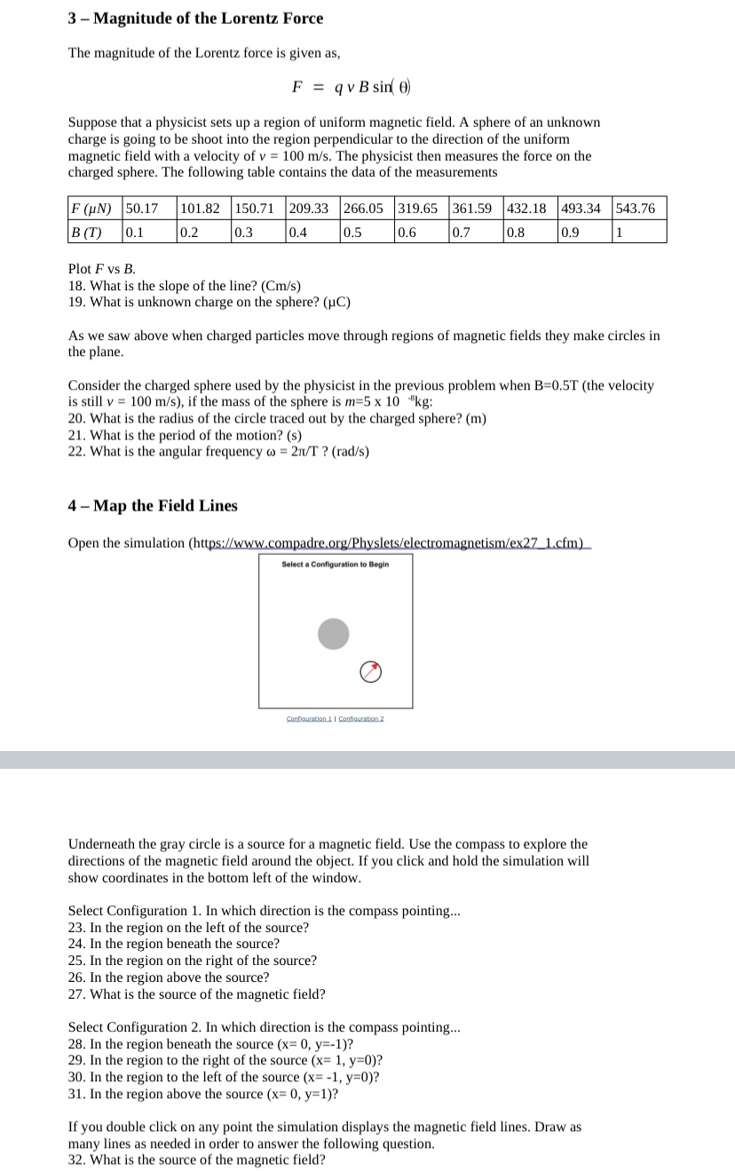 charged particles. 1 The Magnet Open the simulation ( ' )1 A