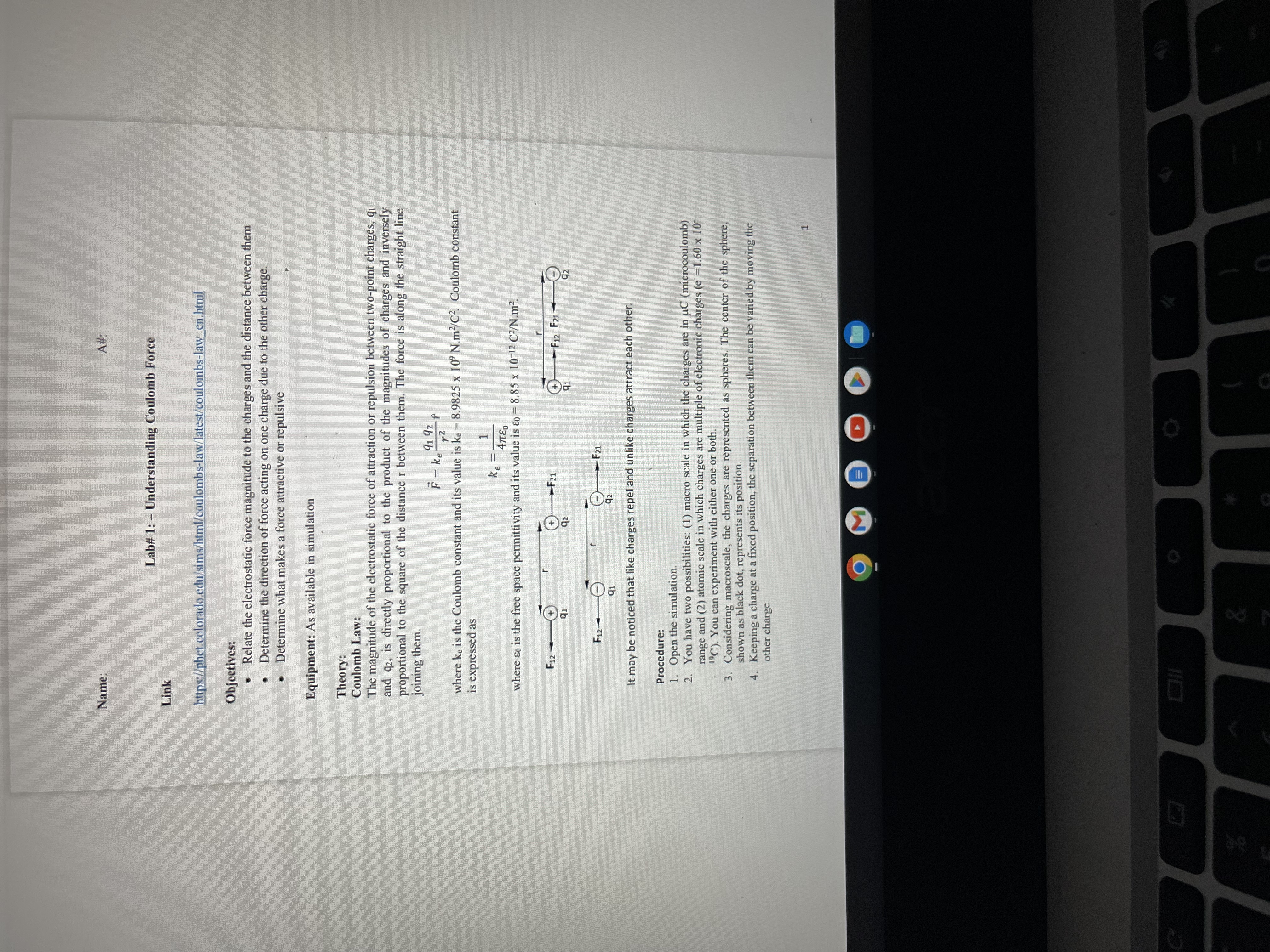 magnitude to the charges and the distance between them . Determine the