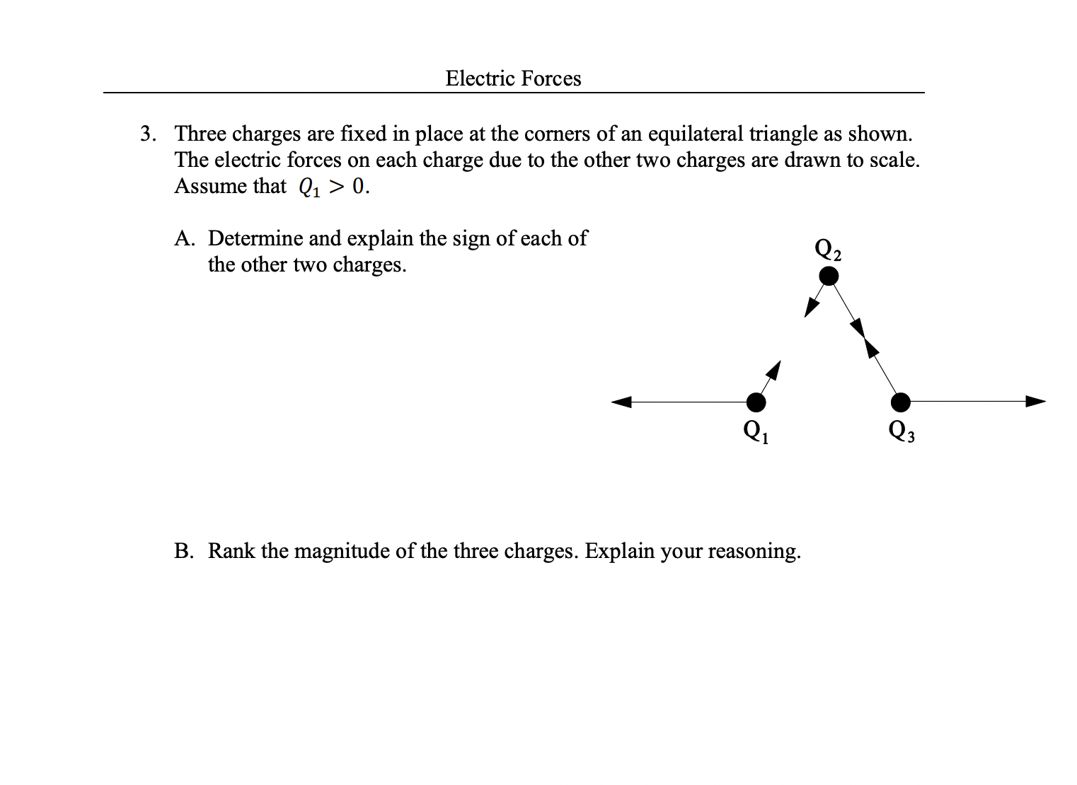 You have three charged insulating plates (A, B and C) and one