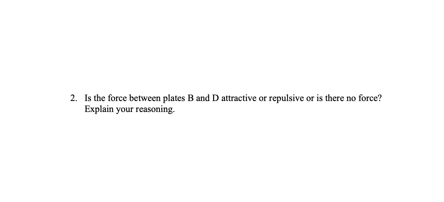 electrically neutral conducting plate (D). The diagram illustrates forces between three sets