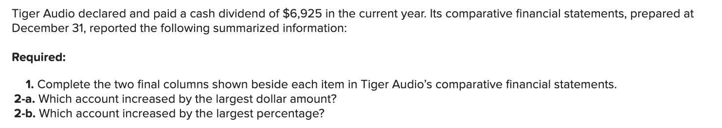  Can someone assit me with this question? Tiger Audio declared and