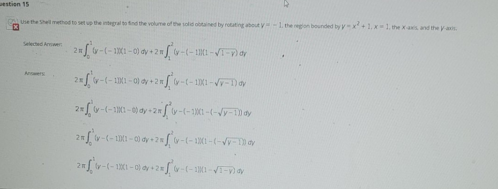 need answer asap plz help estion 15 all Use the Shell method