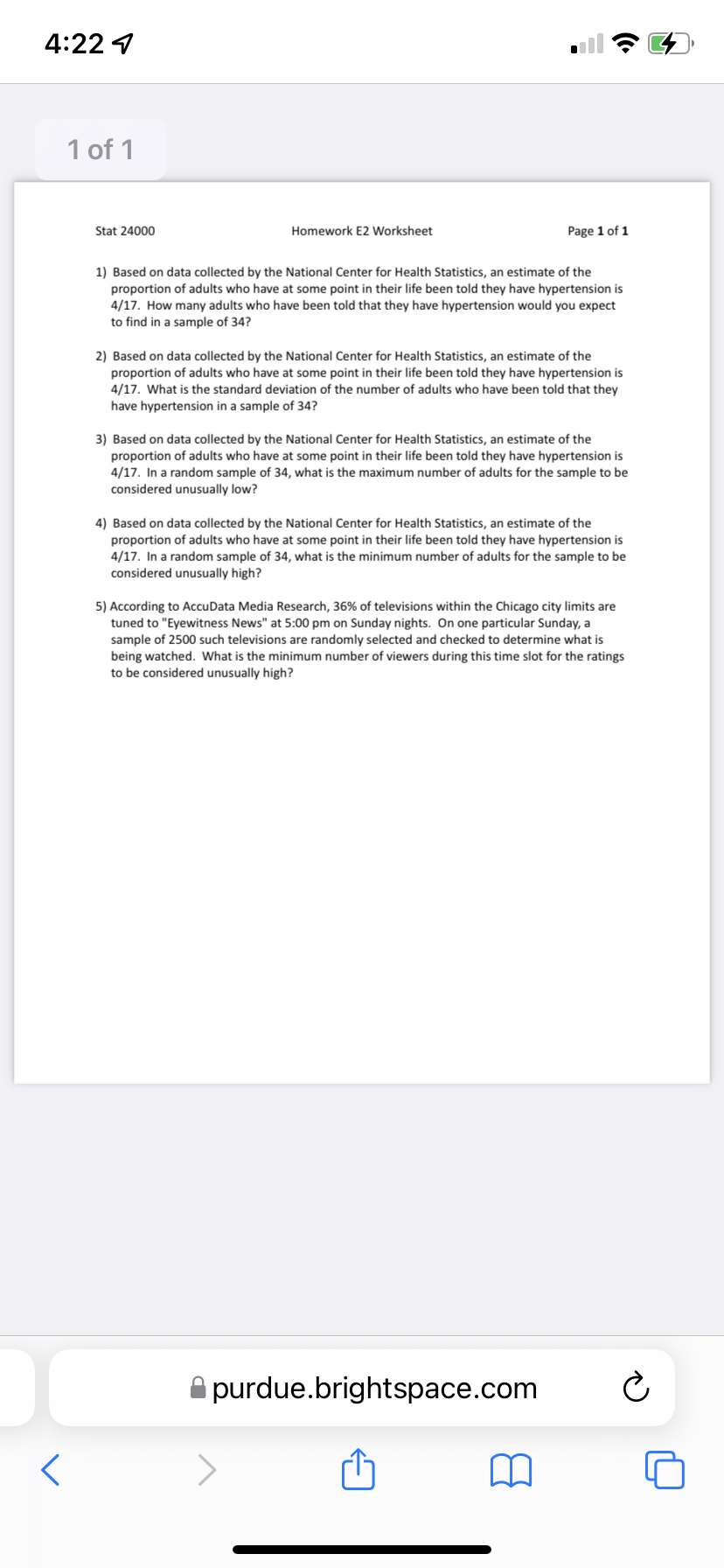  4122 '17 all "3' Cf} 1of1 Stat 24000 Homework E2 Worksheet