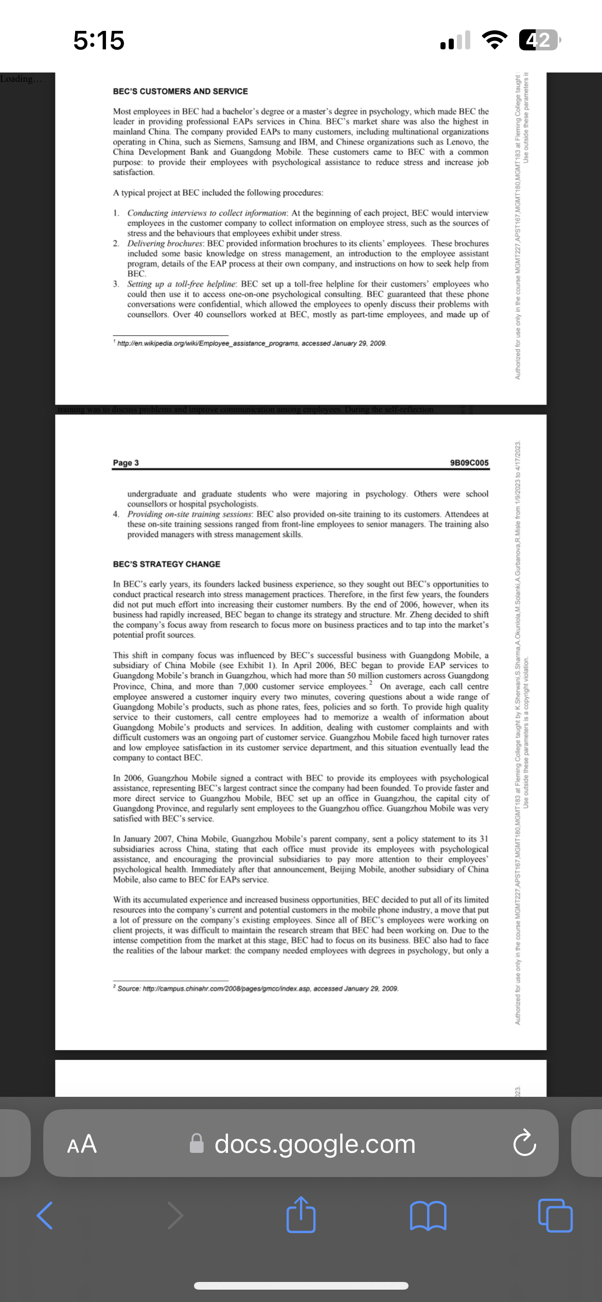 one year. BEC has adopted a new project management system, using project