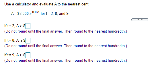 hundredth.)Find the absolute maximum and minimum values of the function over the