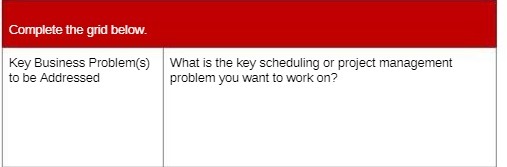 scheduling or project management to be Addressed problem you want to work