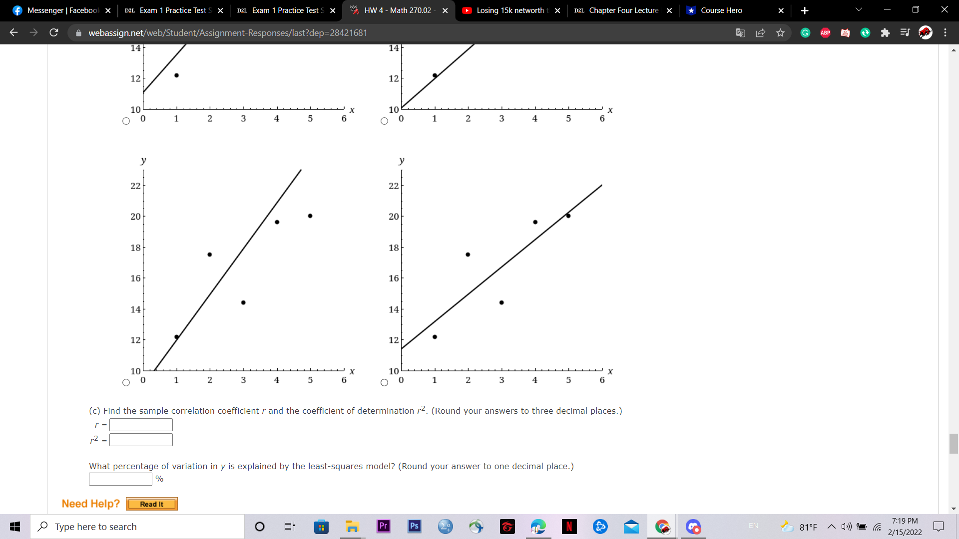 Math 270.02 - X Losing 15k networth t X D2L Chapter Four