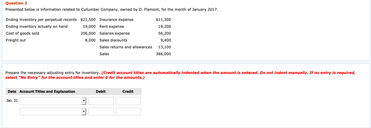 -----------------------------------!!!!!!!!!! Question 2 Presented below is information related to Cullumber Company, owned