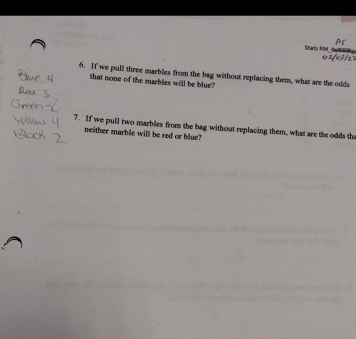  PS Stats RM Butt thing 02/03/2 6. If we pull three