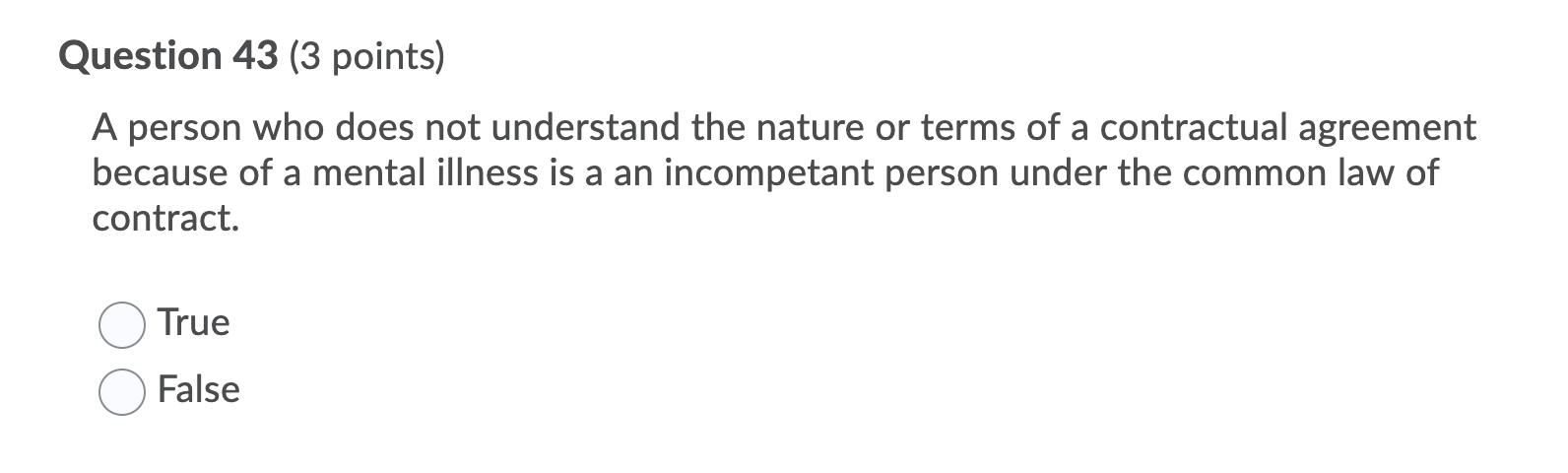 Help me answer this question by choosing TRUE or FALSE. This question
