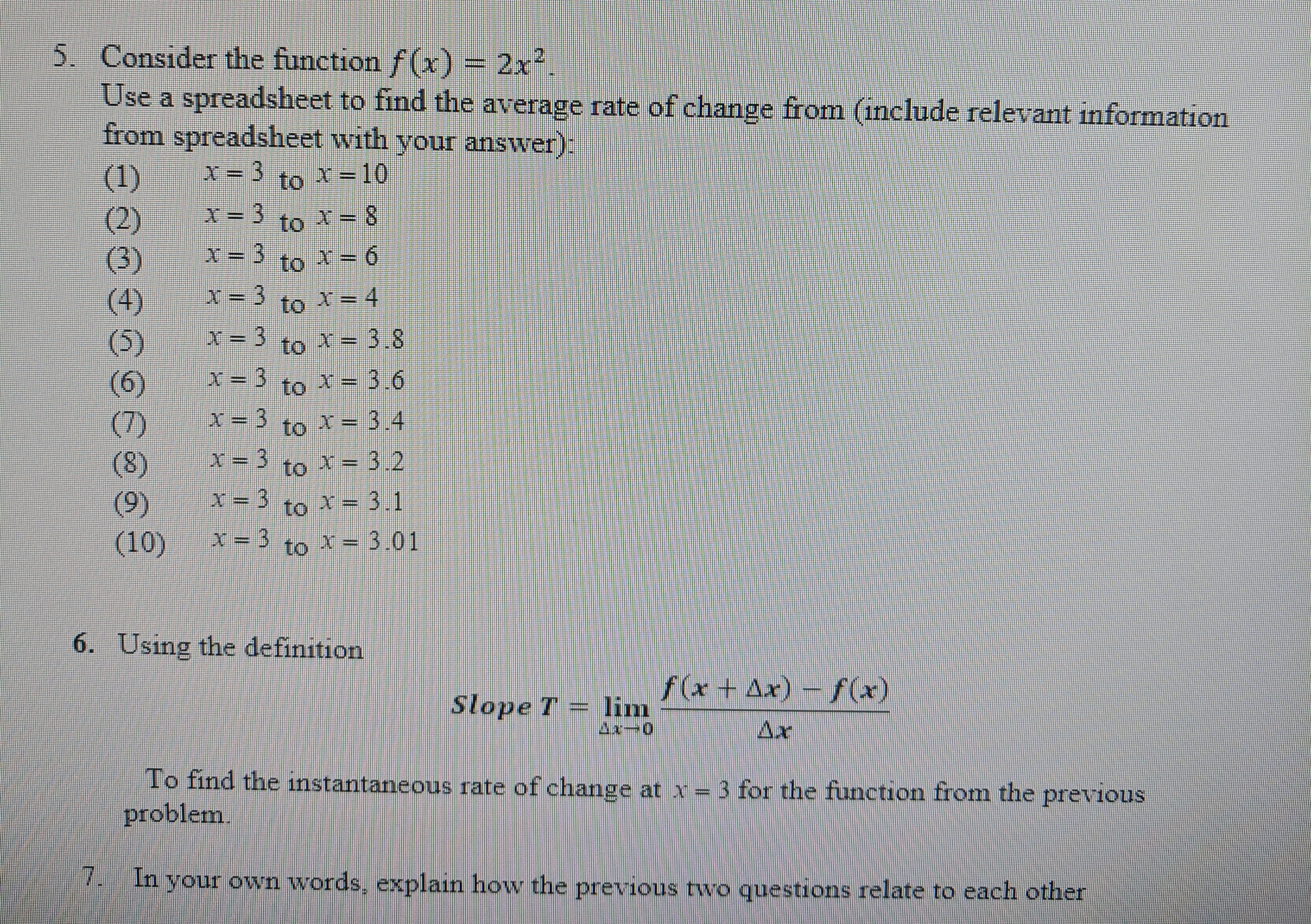 I think I've got 5 ok, need help with 6 and 7