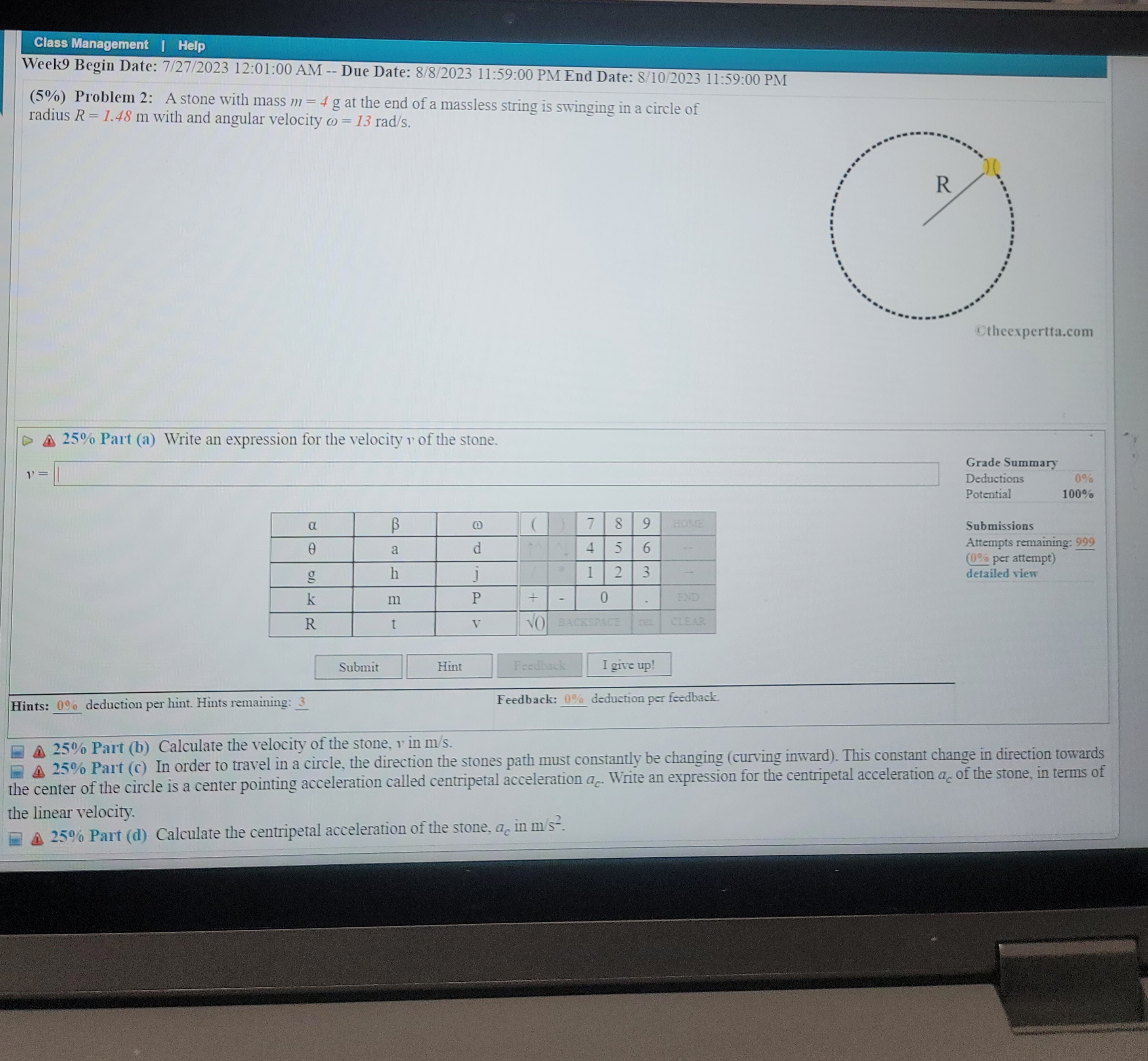 be - or where a = 2.9 rad/s2, b = 0.25 rad/s'