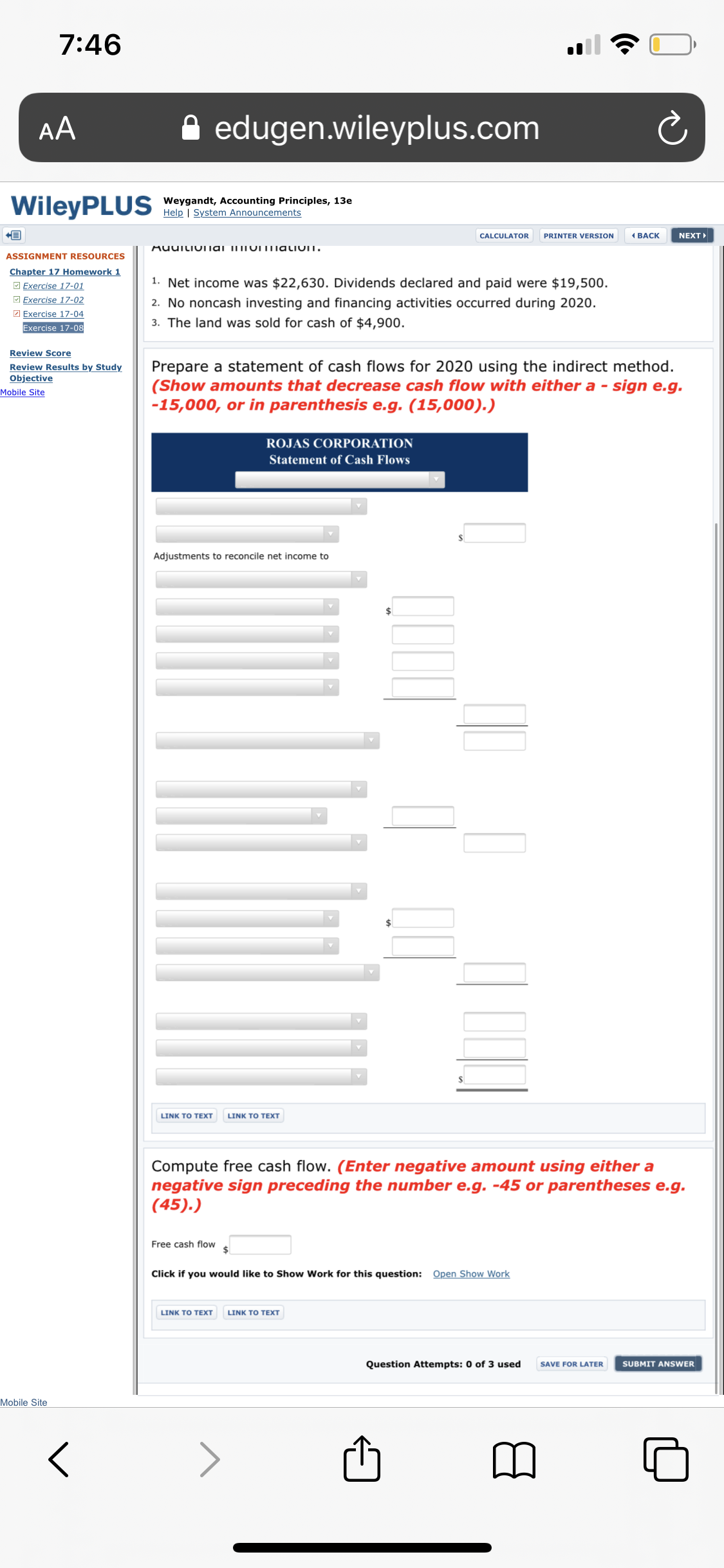 Need this problem done thank you 7:46 AA edugen.wileyplus.com WileyPLUS Weygandt,