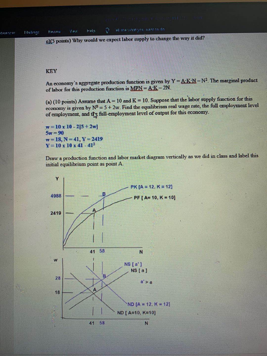 MPN = A.K - 2N. (a) (5 points) Assume that A =