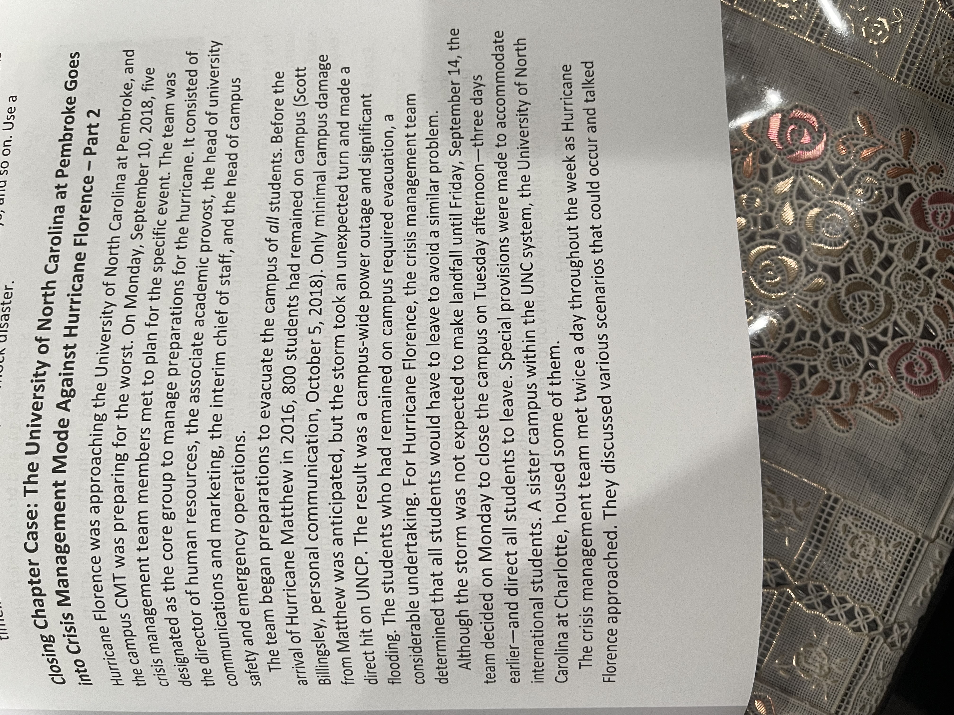 saster. a so on. Use a Closing Chapter Case: The University