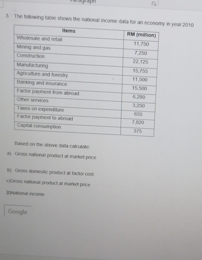 pls help me to solve the question 3 3. The following table