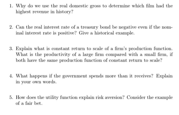 Solve it plz 1. Why do we use the real domestic gross