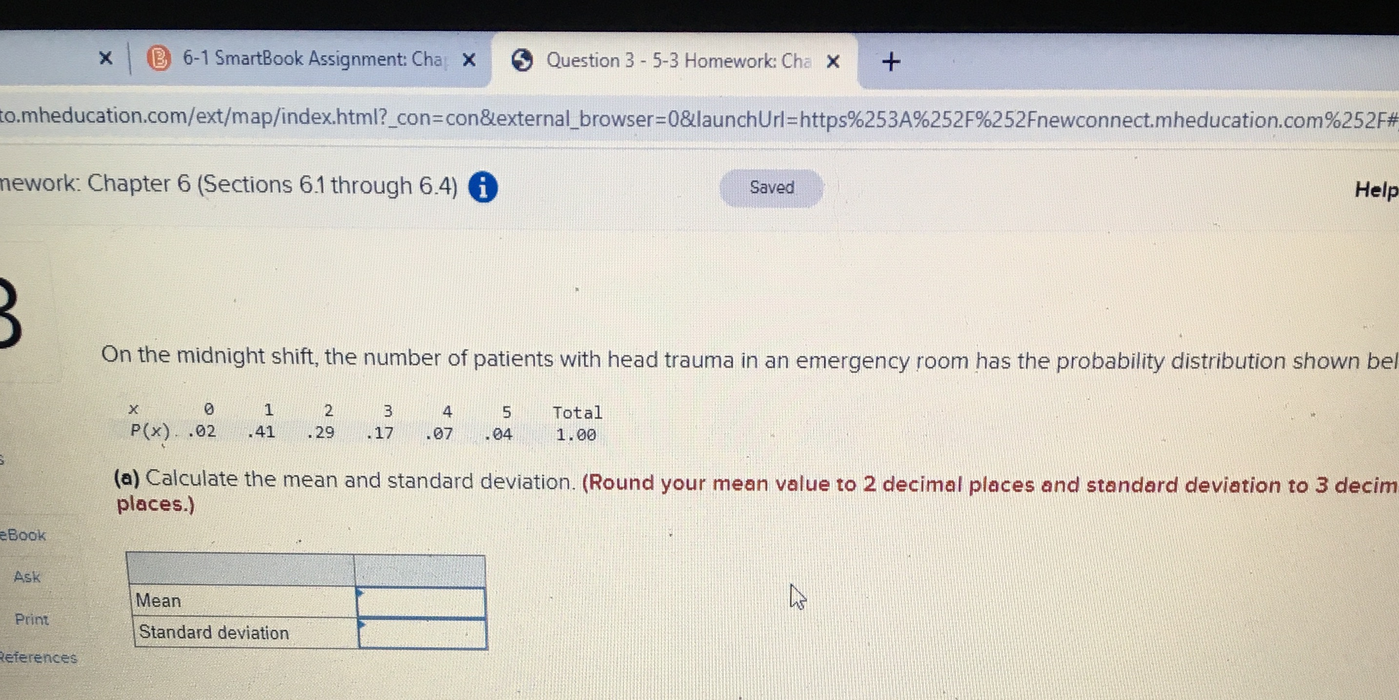  X 6-1 SmartBook Assignment: Chal x Question 3 - 5-3 Homework: