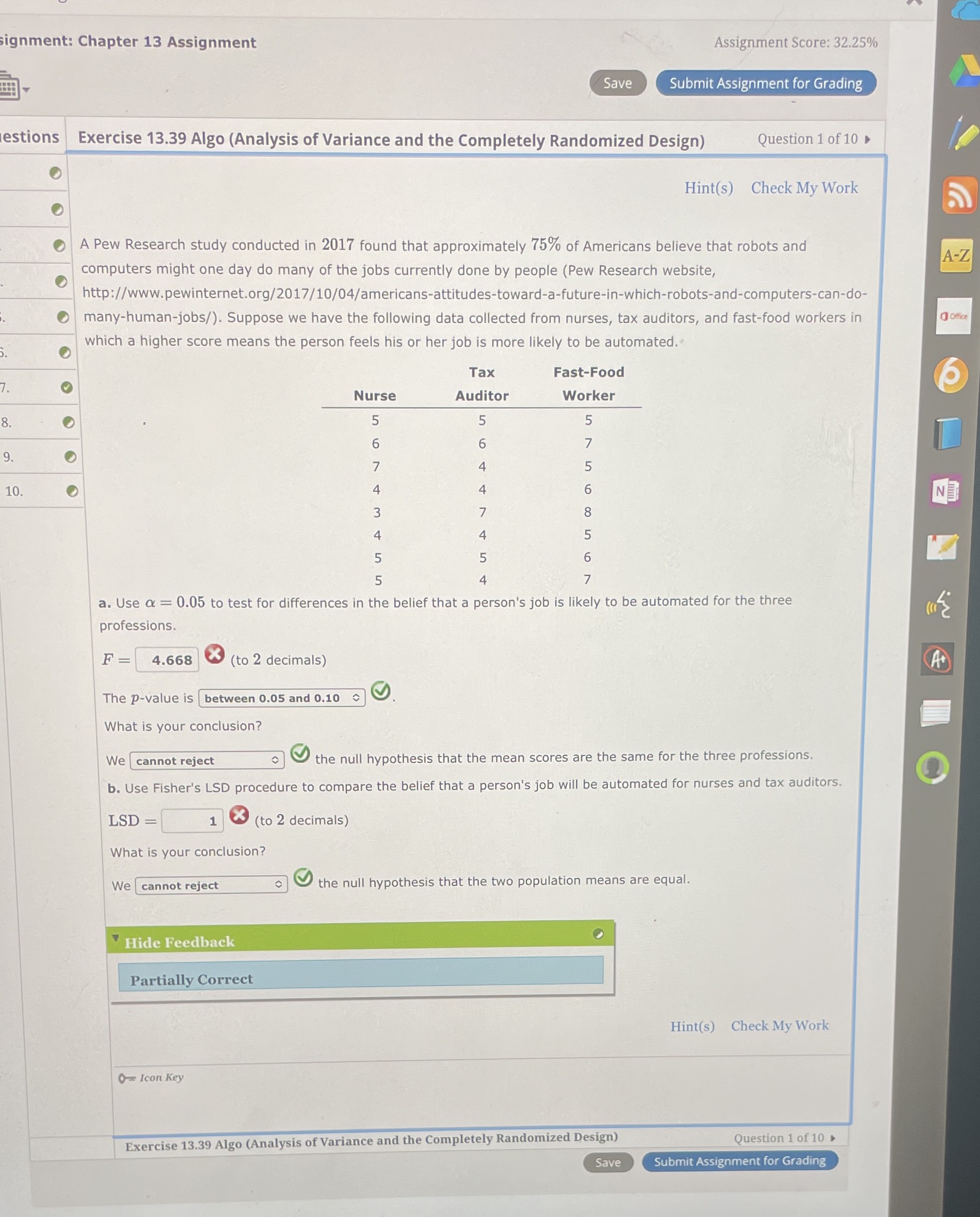 A. Use a=0.05 to test for differences in the belief that a