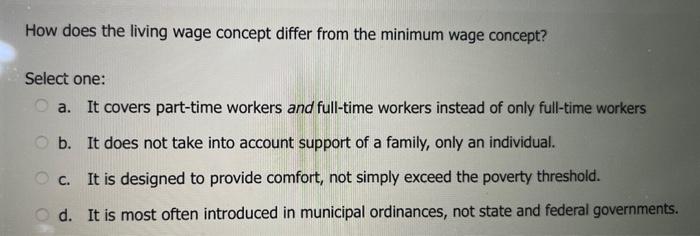  How does the living wage concept differ from the minimum wage