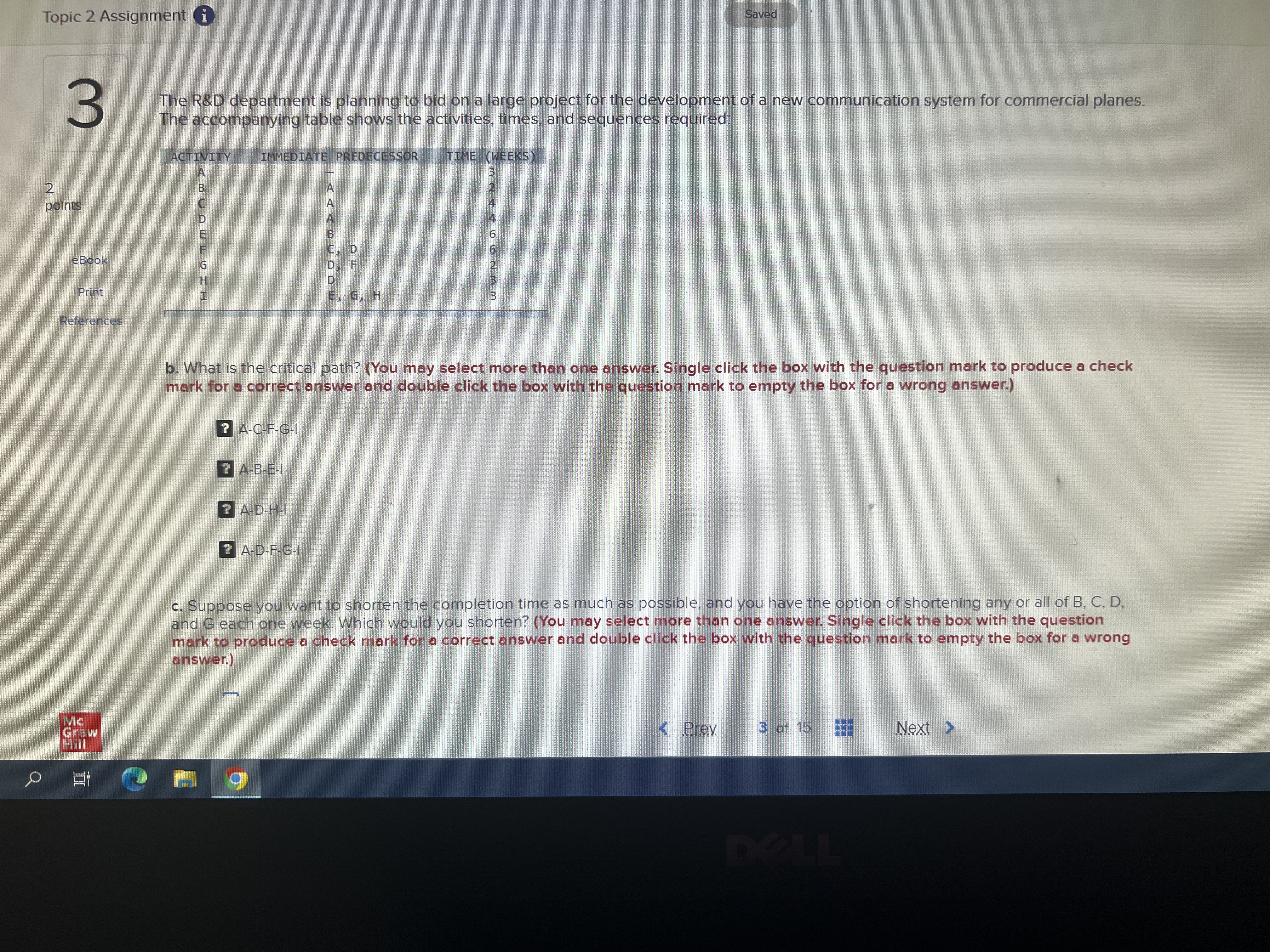  Topic 2 Assignment i Saved 3 The R&D department is planning