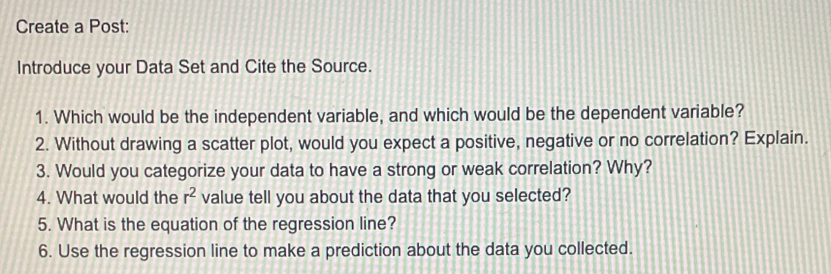 Please type and give one reference Create a Post: Introduce your Data