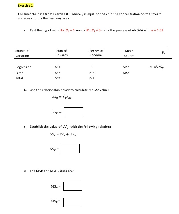 How I can do this Exercise 2 Consider the data from Exercise