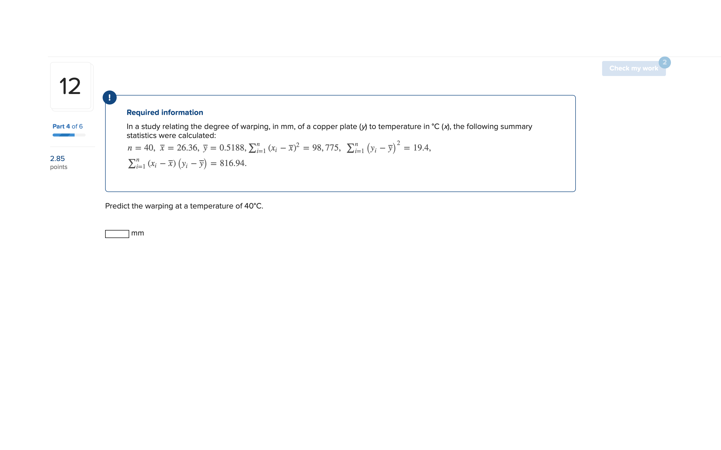degree of warping, in mm, of a copper plate 04 to temperature