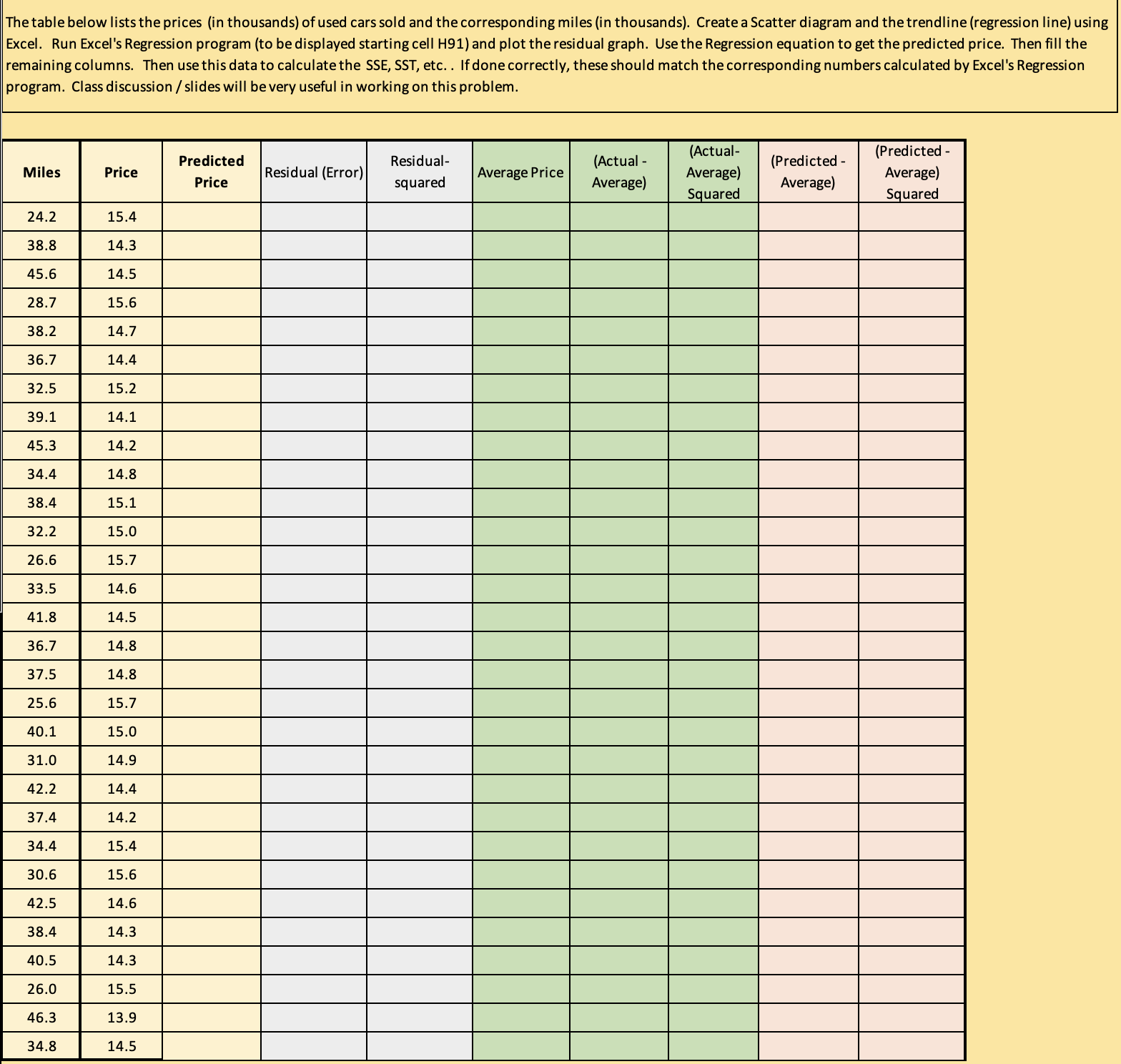  need help on how to do these in excel please thanks.