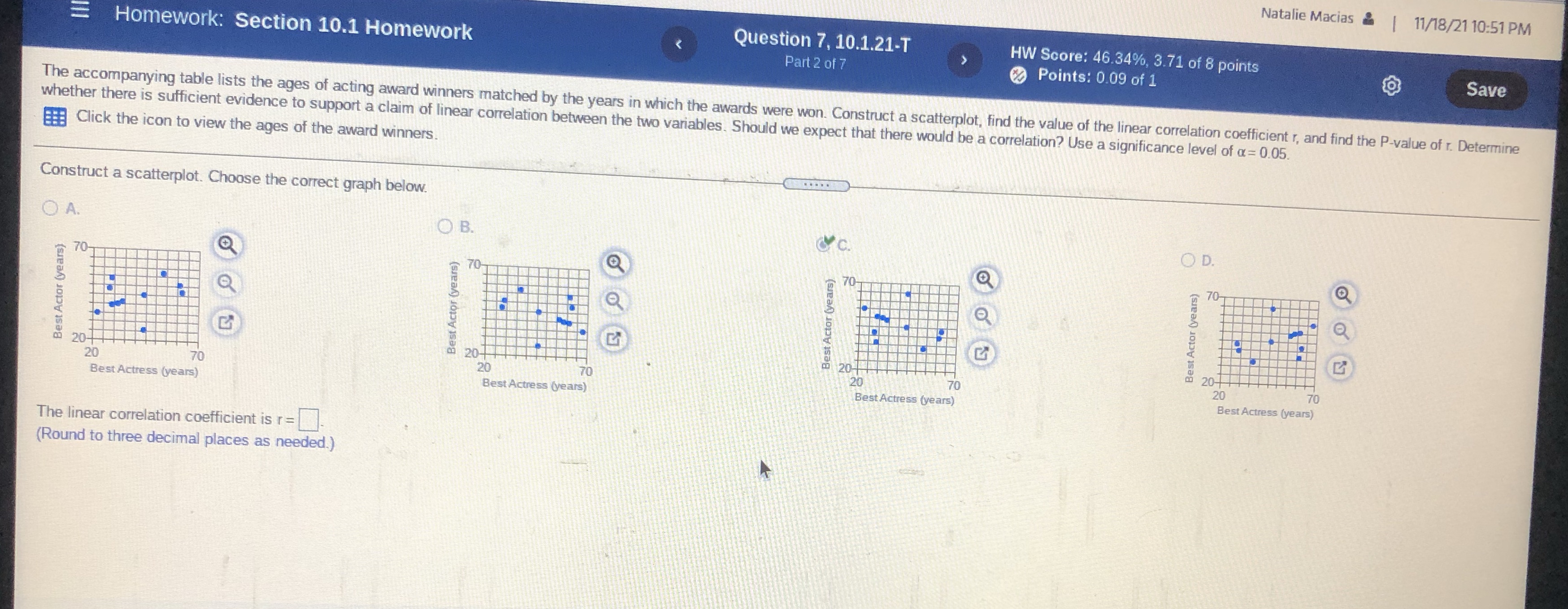 What is the linear correlation step by step and critical values and