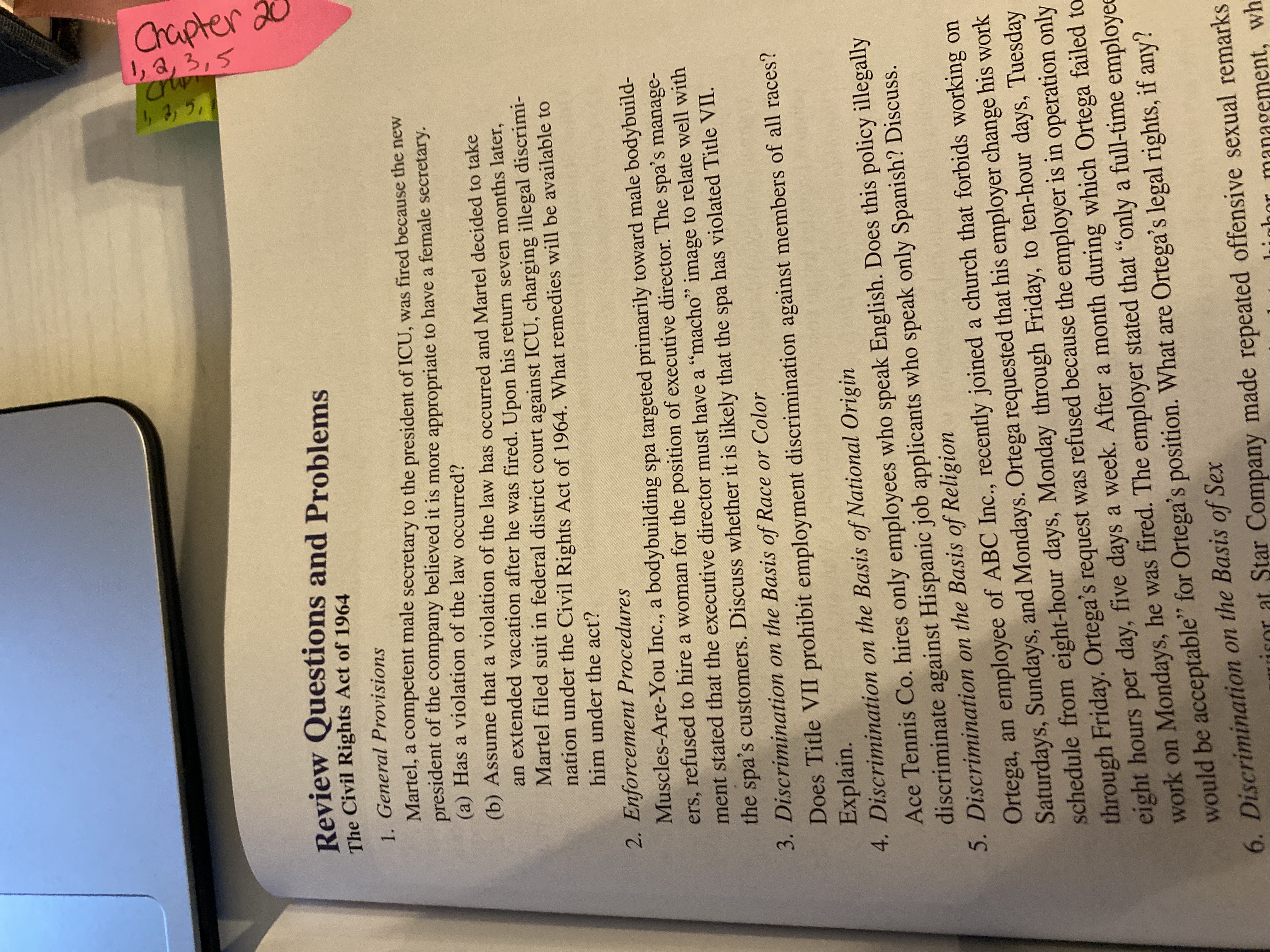I need help with number 1 part B 1, 2, 3, 5